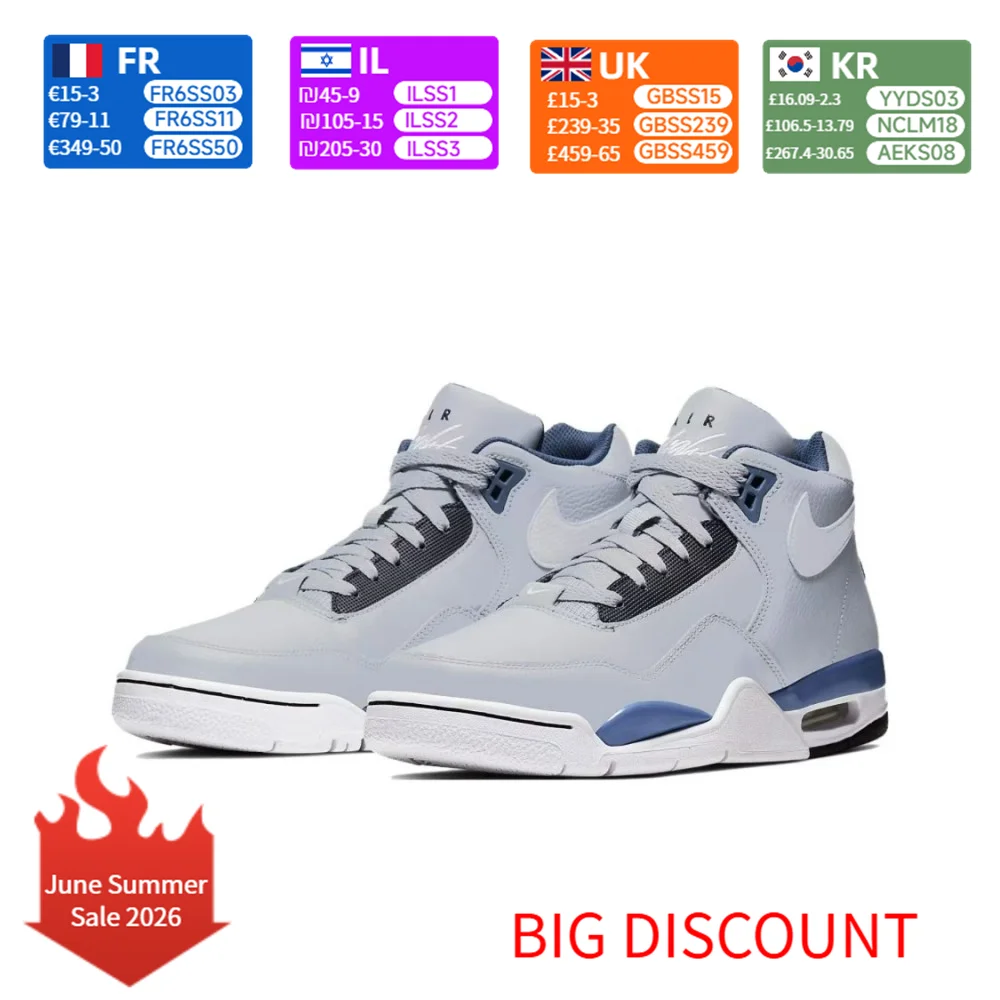 Nike Flight Legacy Mid-Top Retro-Basketballschuhe für Herren, Grau/Blau, BQ4212-001