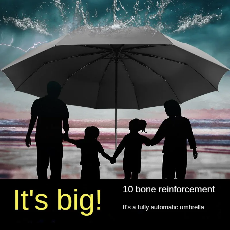 2-3 Herren-Regenschirm zur Windbeständigkeit, große Größe, großer 130 cm Durchmesser, sonniger Regenschirm, zusammenklappbarer vollautomatischer Regenschirm