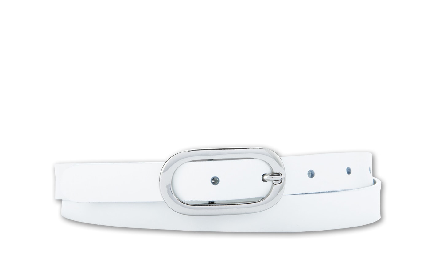 Ledergürtel BERND GÖTZ "Ledergürtel mit ovaler Dornschließe im schmalen Stil", Damen, Gr. 100, weiß, Rindsleder, Gürtel Ledergürtel Image