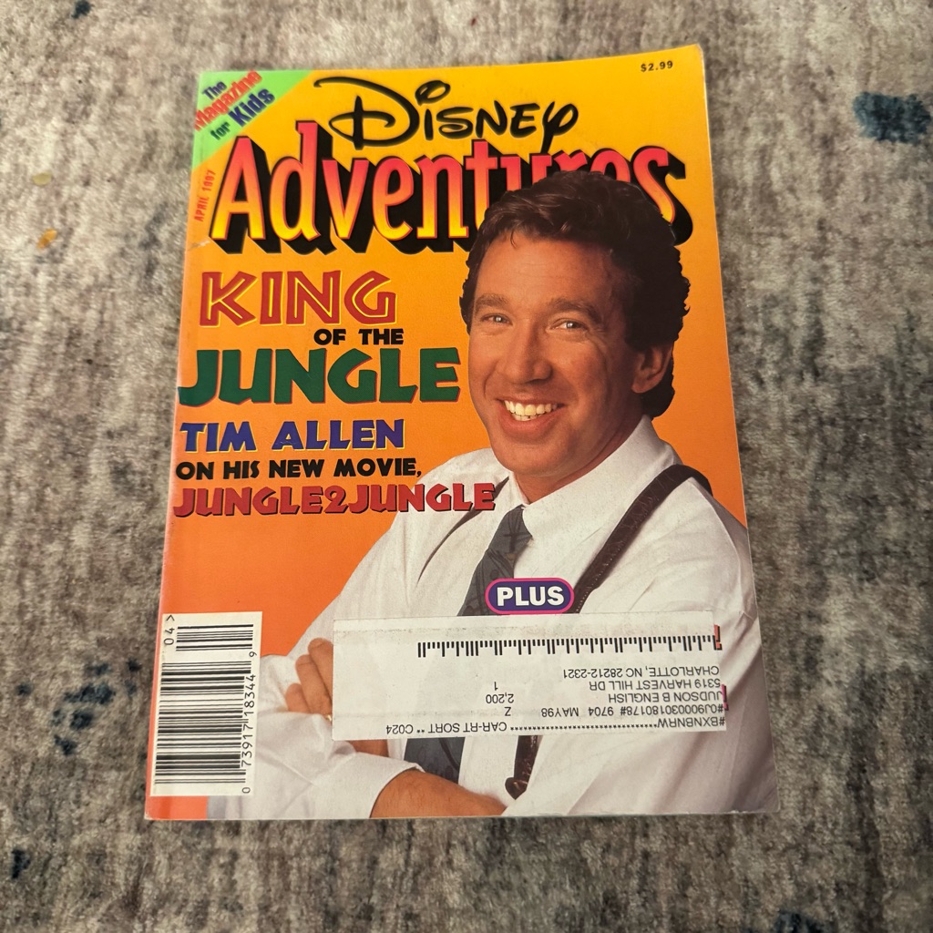 Disney Accents | Disney Adventures Magazine April 1997 Tim Allen Jungle2jungle Vintage 90s | Color: Orange/Yellow | Size: Os