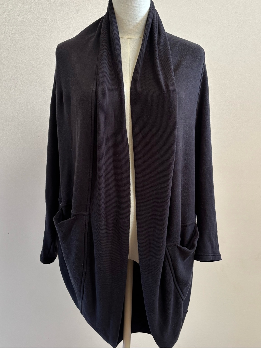 Athleta Sweaters | Athleta Cocoon Wrap Cardigan Xs Open Front Cozy Athleisure Neutral | Color: Black | Size: Xs