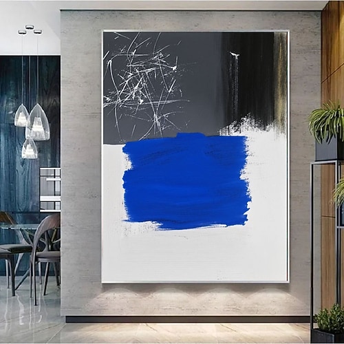 grande dipinto astratto dipinto a mano arte murale blu pittura con texture blu arte murale astratta blu grande dipinto astratto nero blu bianco decorazione murale boho soggiorno arte murale