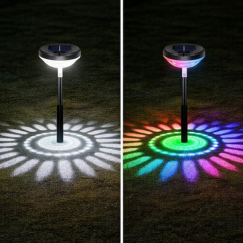 1 confezione di luci solari da vialetto luminose, luci solari a LED RGB con cambio colore luce bianca calda per esterni, luci solari da vialetto impermeabili IP67, luci da giardino a energia solare per vialetti, cortili e giardini.