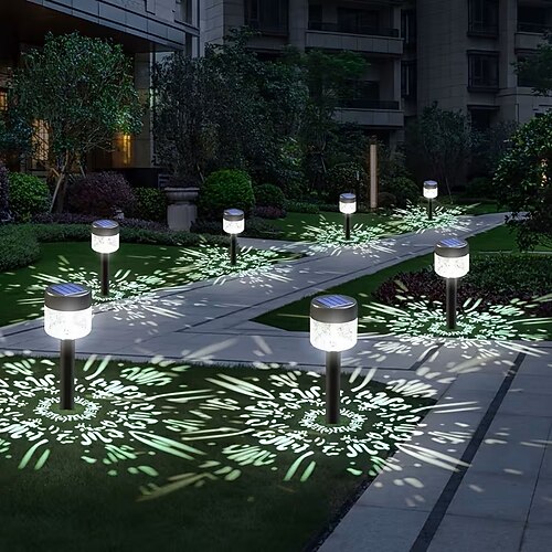 4 proiettori solari da giardino per uso esterno domestico, luci solari da giardino con spina, impermeabili, per decorazione di cortili e giardini, illuminazione per vialetti e prati esterni di ville.
