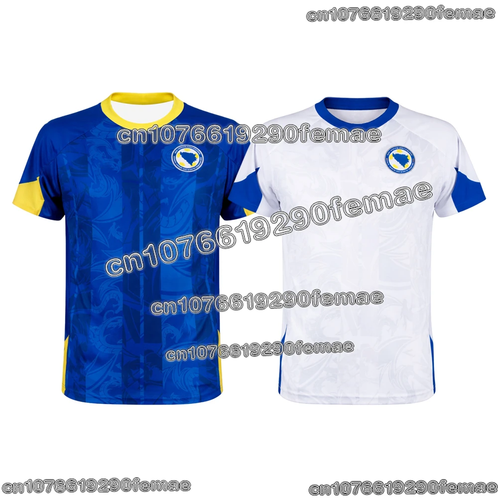 Maillot de football Bosnie-Herzégovine 2025/2026 DZEKO 11, Tenue de football pour hommes et enfants, Maillot d'entraînement domicile et extérieur bleu et blanc