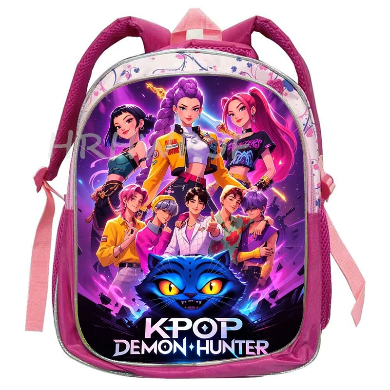 Sacs d'école KPop Demon Hunters Rumi Mira Zoey HUNTR/X Saja, sacs à dos pour garçons et filles, rose doux, Mochilas, sacs d'école de dessin animé
