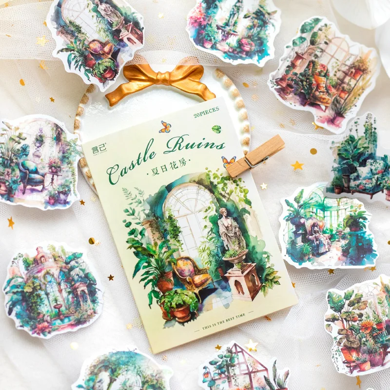 20 Stück dekorative Aufkleber aus der Castle Ruins-Serie für DIY handgemachte Alben, Scrapbooks, Junk Journals, Bastelarbeiten, Dekoration, Papierzubehör Image