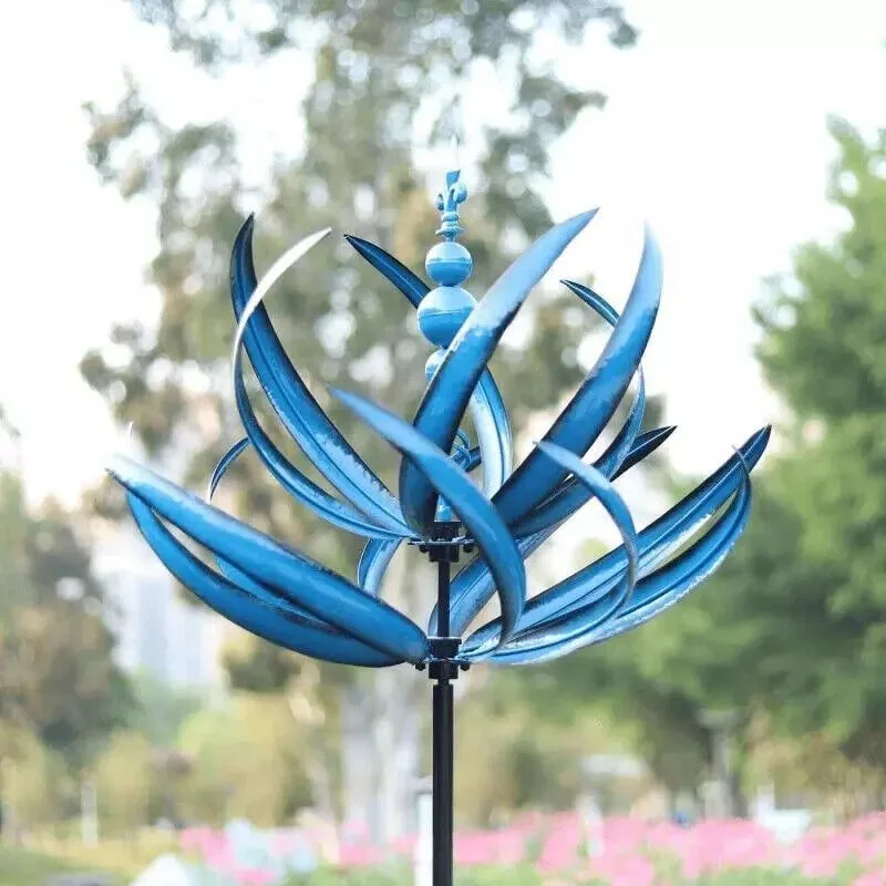 Nouvelle Décoration de Jardin Éolienne Bleue en Fer, Fournitures de Jardinage, Articles pour la Maison, Accessoires de Jardin, Décorations Extérieures pour Jardin et Cour