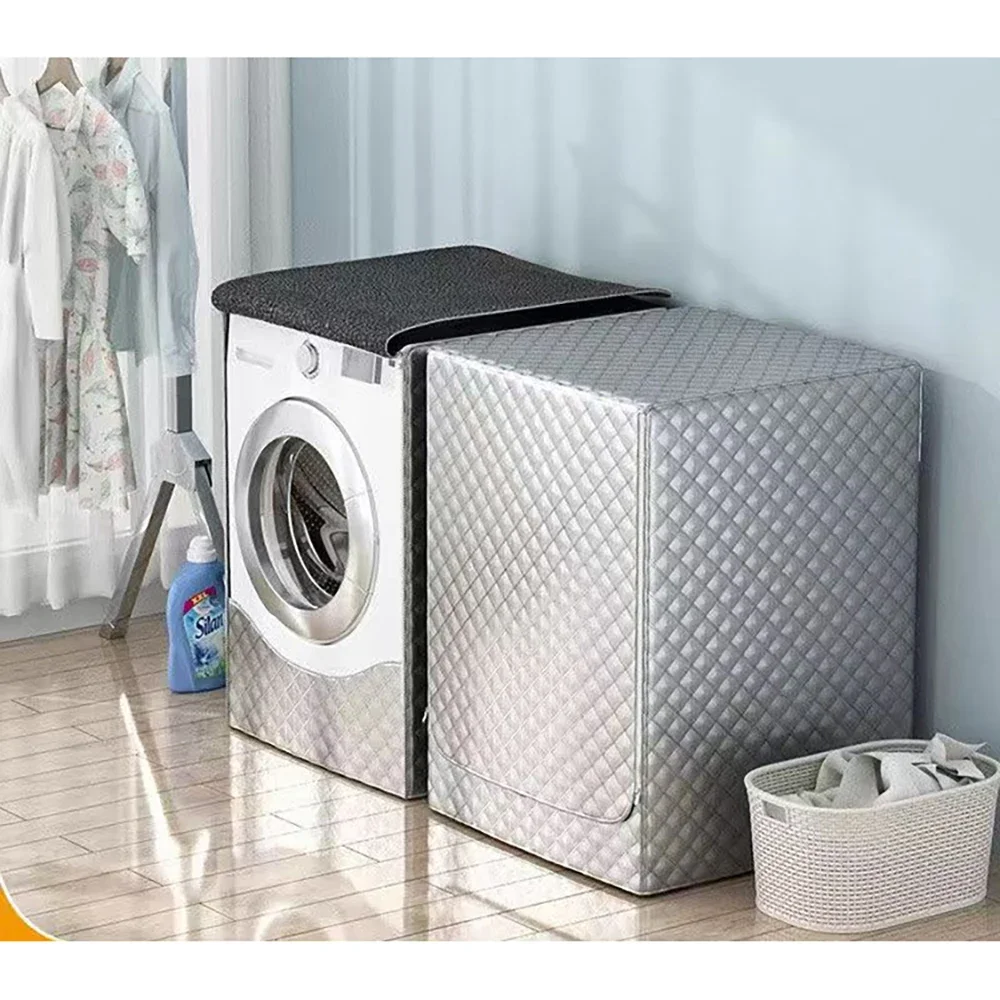 Samt- und verdickte Waschmaschinen-/Trocknerabdeckung, Sonnenschutz, Wärmeisolierung und wasserdichte Waschmaschinen- und Trocknerabdeckungen, Waschmaschine