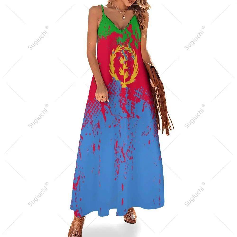 Lange Kleider Kleid Eritrea Flag Print Neue lässige ärmellose Damen V-Ausschnitt bedruckte Kleid Swing Retro Kleider Image