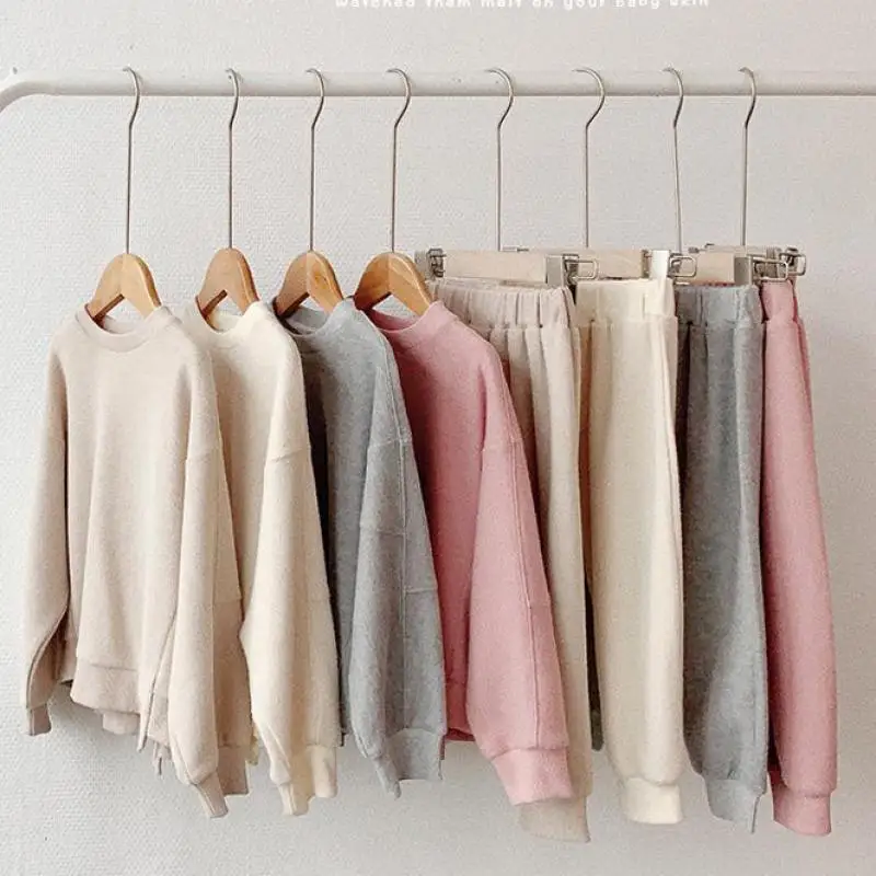 2023 Frühling neue Kinder Freizeit kleidung Set solide kleine Mädchen Langarm Kleidung Anzug Kleinkind Jungen Kindergarten Kleidung Image