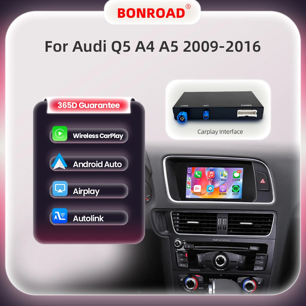 Bonroad kabelloses carplay android auto interface für audi a4 b8 a5 q5 2013-2018 mit airplay spiegel verbindung Image