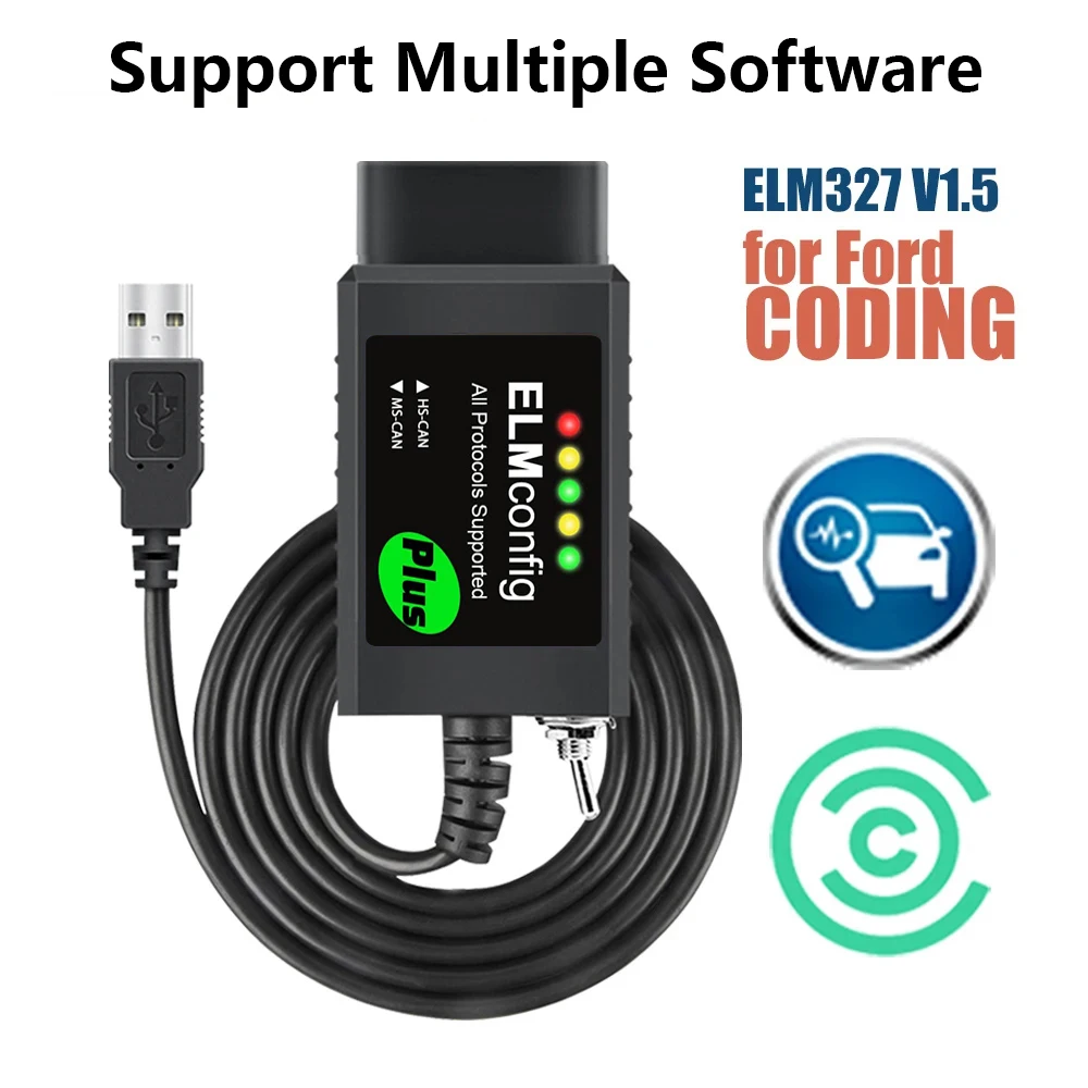 Für ford forscan usb obd2 elm327 v2.0 mit schalter ch340 pic18f25k80 chip forscan focccus hs kann und ms kann auto diagnose tool Image