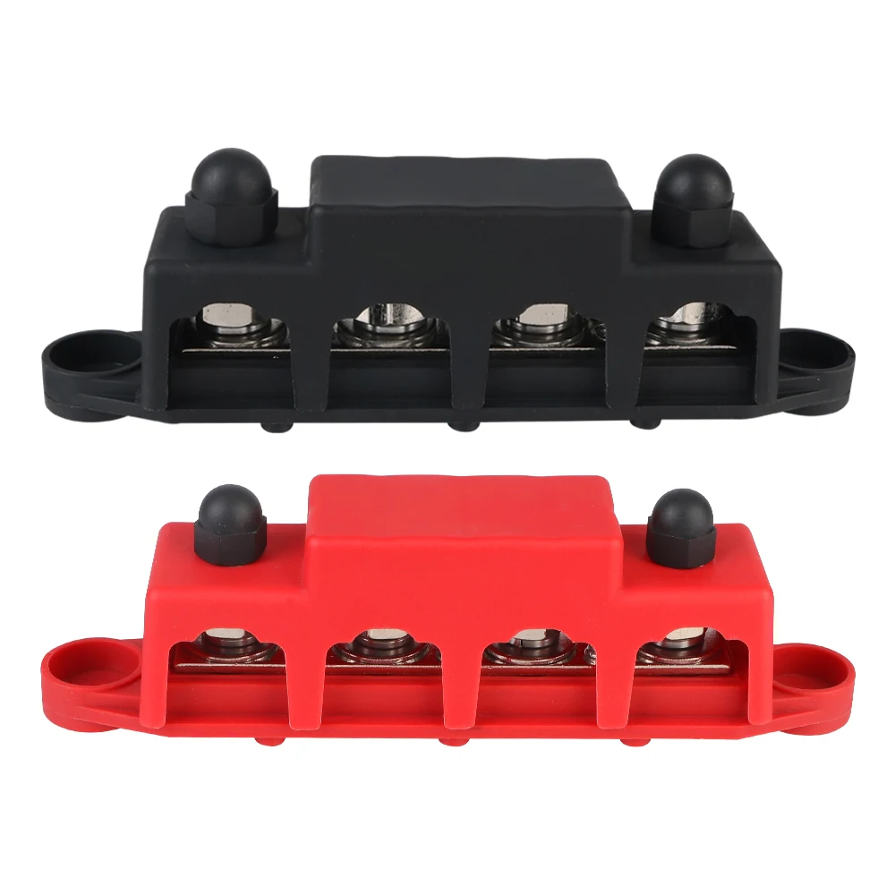 Sammelschiene für Boot, LKW, Wohnmobil, Wohnwagen, Auto, Stromverteilerblock, 48 V, 250 A, DC M8, M10, Bolzen, Elektroanschluss, 5/16 Zoll, 3/8 Zoll Bolzen, 4 Wege Image