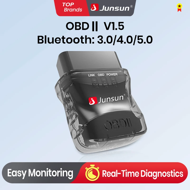 Junsun Auto-Scanner Mini ELM327 Bluetooth-Adapter OBD2 Auto-Diagnosegerät Scan-Tool für Android/iOS Auto-DVD-Zubehör Image