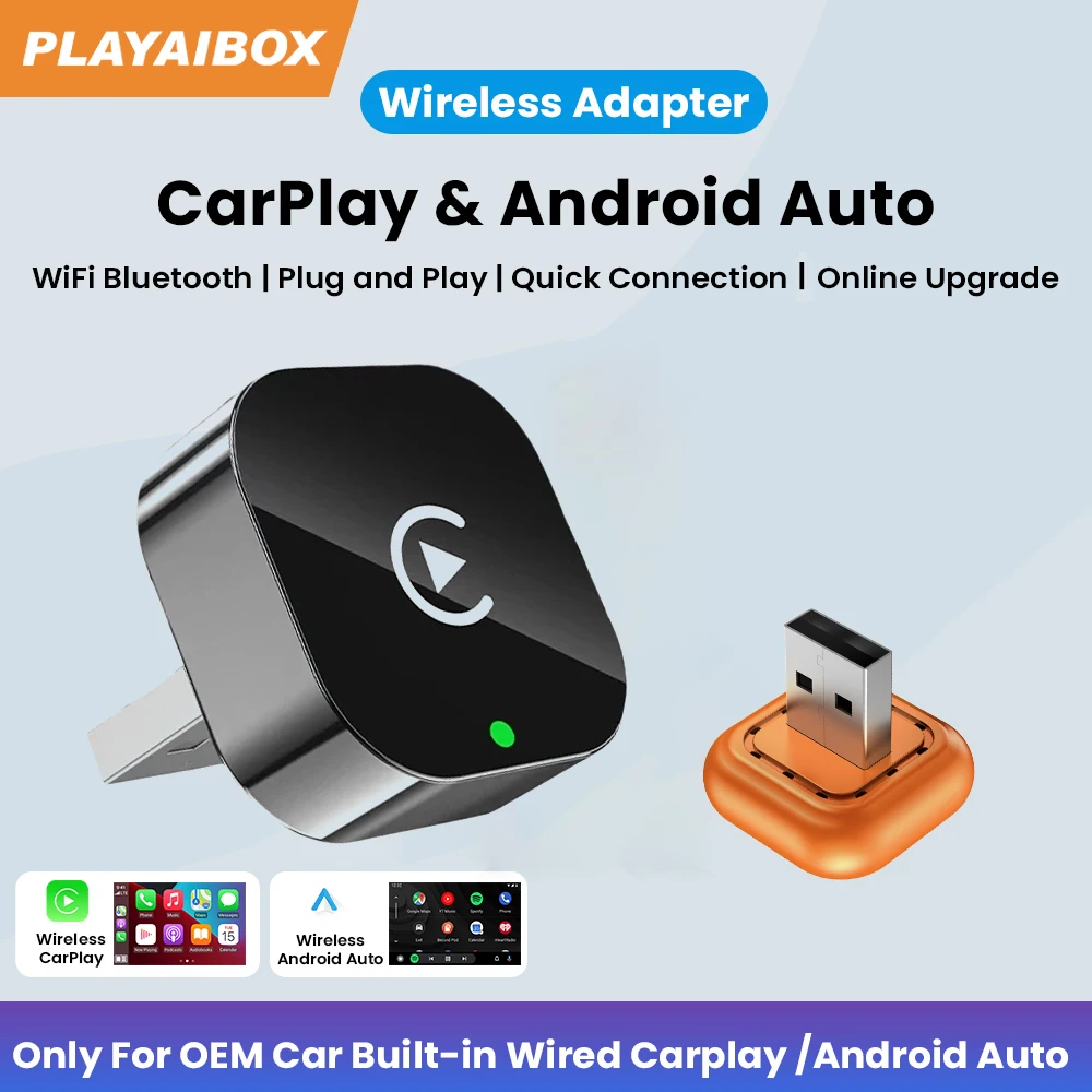2026 2-in-1 kabelloser CarPlay-Dongle und Android Auto Wireless-Adapter, 5 GHz WiFi Typ-C/USB Plug Play OTA Update CarPlay Wireless Image