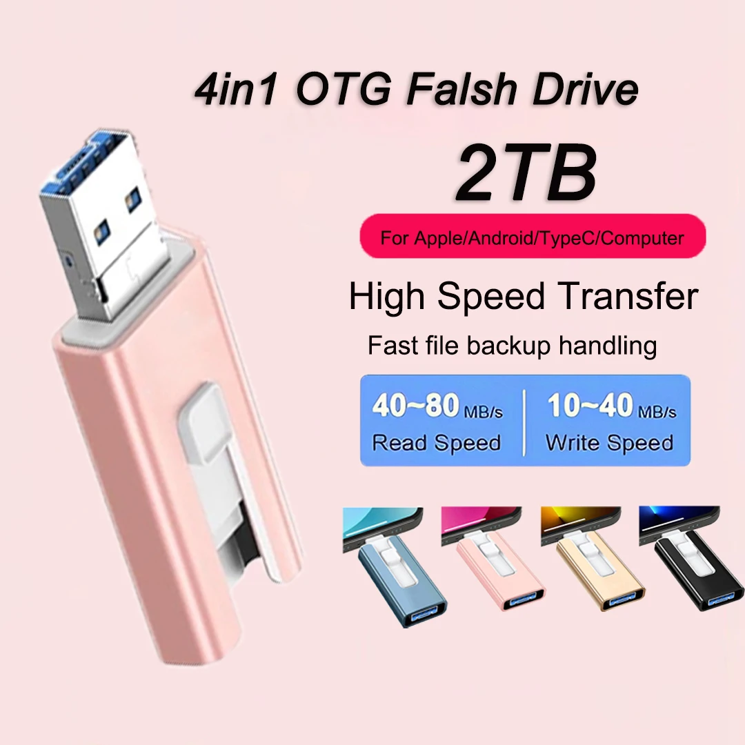 4in1 OTG Flash Drive 512 GB für iPhone USB 3.0 Flash Drive 2 TB 1T Android TYPE-C Pen Drive Mobile Micro USB Memory Stick Drive Image