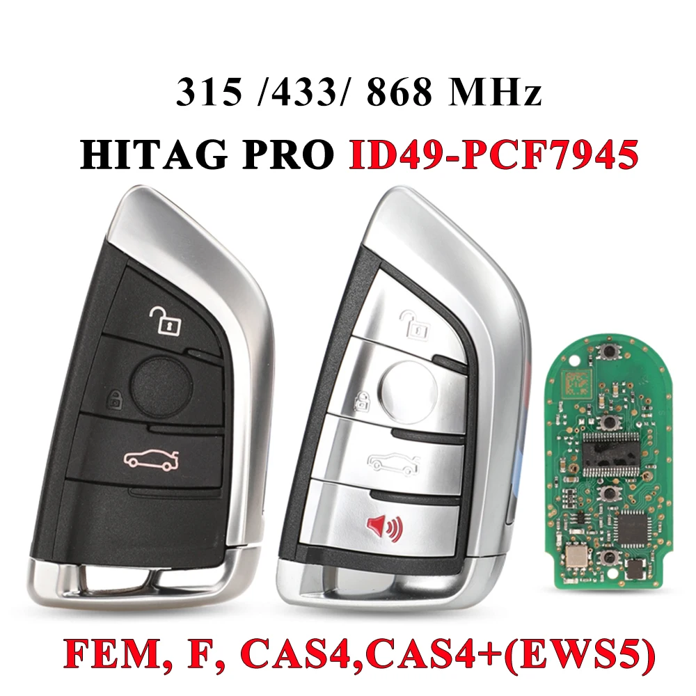 Jingyuqin Smart 3/4 Taste 315mhz 433mhz 868MHZ Remote Key Keyless Entry fob für BMW F CAS4 5 7 serie X5 X6 2014 2015 2016 pcf7953 Image
