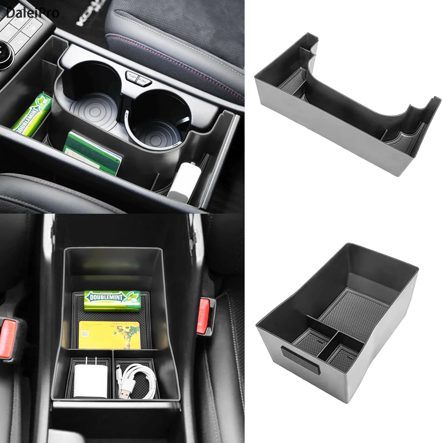 Für Kona Hybrid Phev SX2 2024 2025 Mittelkonsole Organizer Fach Armlehne Aufbewahrungsbox Geschichtete Aufbewahrungsbox Aufräumen Autozubehör Image