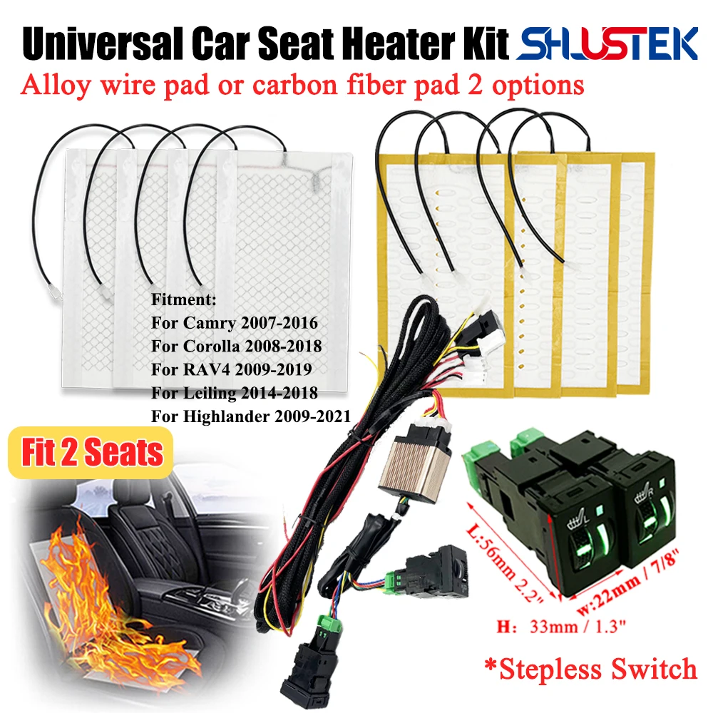 12v Autos itz heizung Kit für 2 Sitze mit 4 stücke 25w Heizkissen & Dual-Control-Schalter für Toyota Camry Corolla Rva4 Highlander