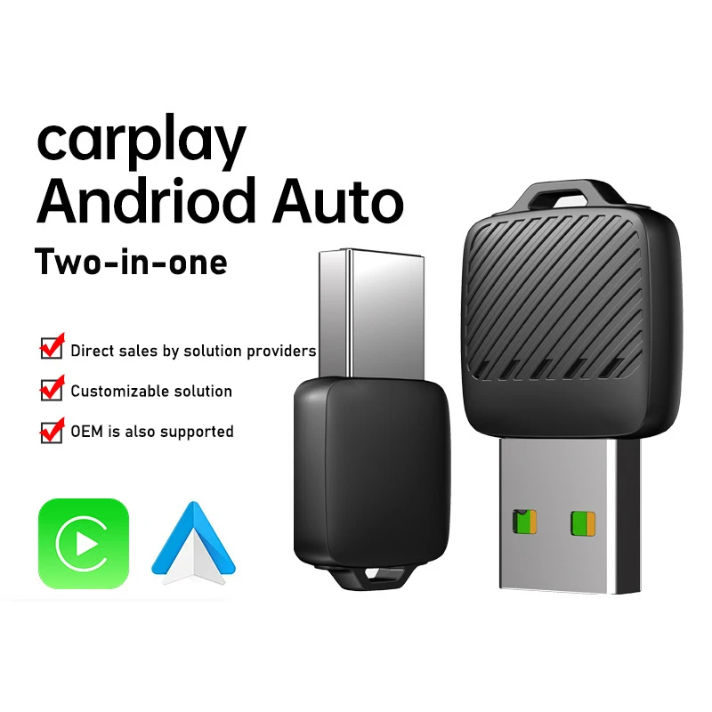 2-in-1 Wireless Android Auto Adapter, Wireless CarPlay Dongle, intelligente KI-Box für kabelgebundenes CarPlay im Auto Image