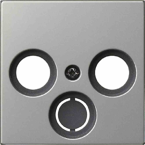 Gira System 55 Zentralplatte, Koaxial-Antennensteckdose, 2f, edelstahl, Befestigung mit Schraube, ohne Beschriftungsfeld, 0869600 Image