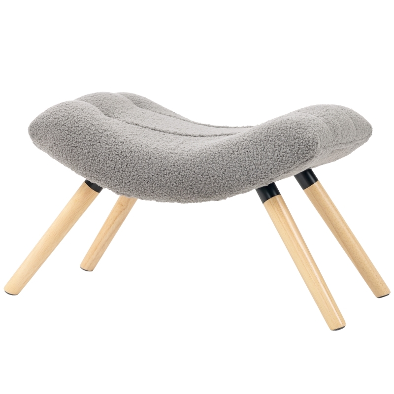 STILVORA Polsterhocker Polyester Hellgrau 67x45x38 cm mit Buchenholzbeinen Image