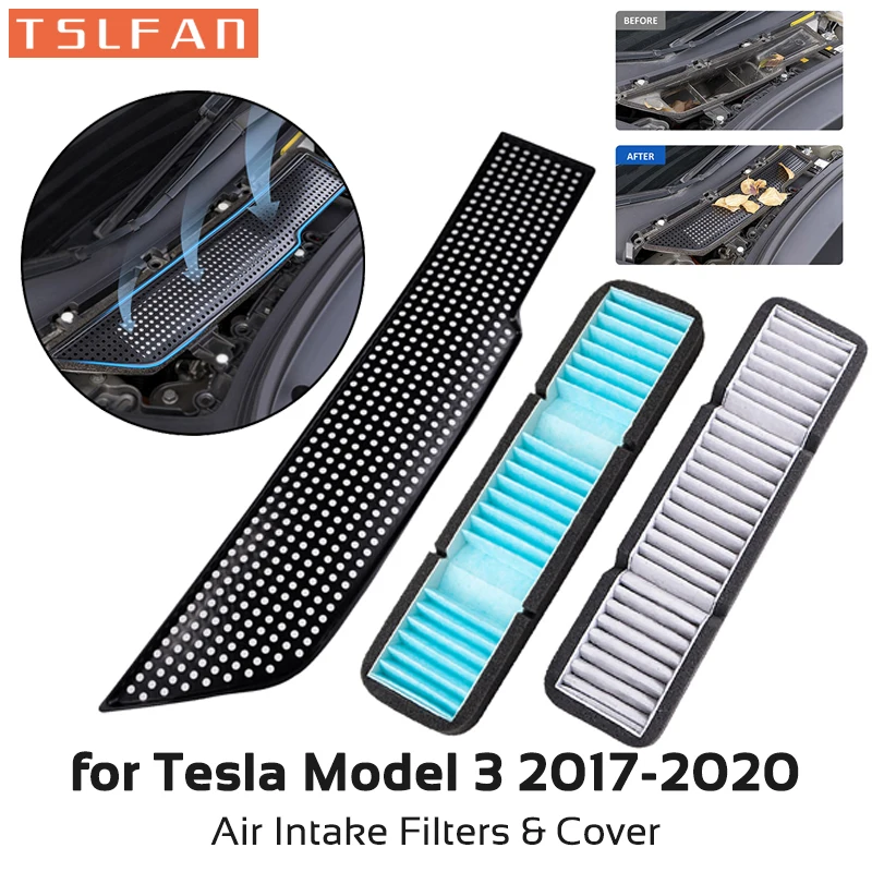 Lufteinlassfilter für Tesla Model 3 2017–2020, Kühlergrillabdeckung, Einlass-Entlüftungsschutz, Zubehör für internen und externen Durchfluss Image
