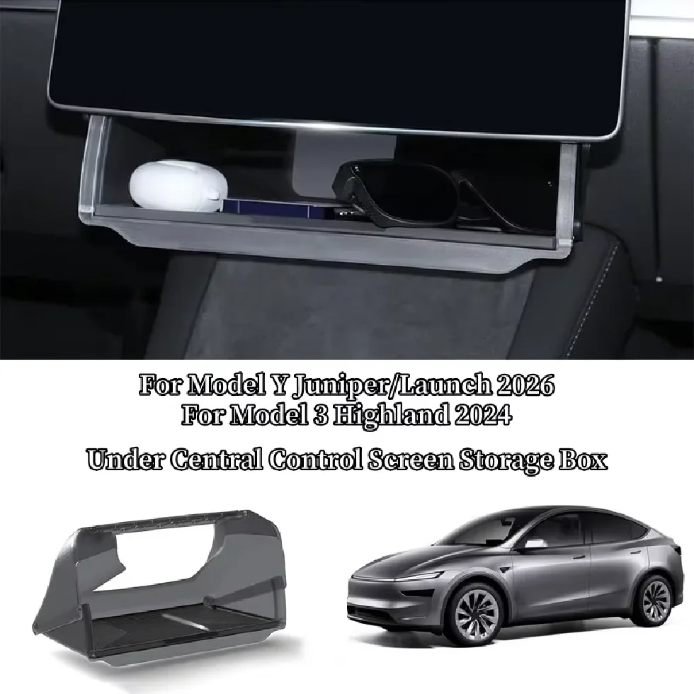 Vassoio portaoggetti nascosto sotto lo schermo della console centrale per Tesla Model 3/Y Juniper/Launch 2026, organizer portaoggetti per console centrale