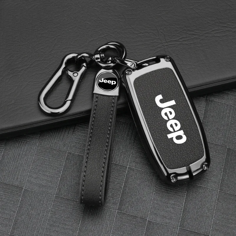 Custodia Protettiva Antigoccia in Lega di Zinco e Pelle per Chiave Auto Jeep Compass Renegade Wrangler JK - Accessori per Chiavi Smart