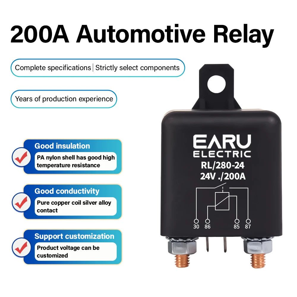 Hochstromrelais-Startrelais 200 A 100 A 12 V 24 V Leistung Automotive Hochstrom-Startrelais Autorelais Earu Image
