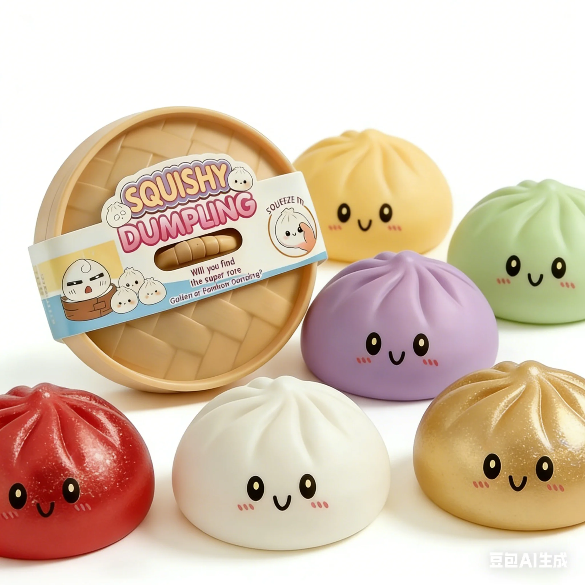 Giocattoli Squishy a Forma di Raviolo con Faccina Sorridente, Palline Antistress Morbide, Giocattoli Squishy a Lenta Risalita a Forma di Tabas Bun