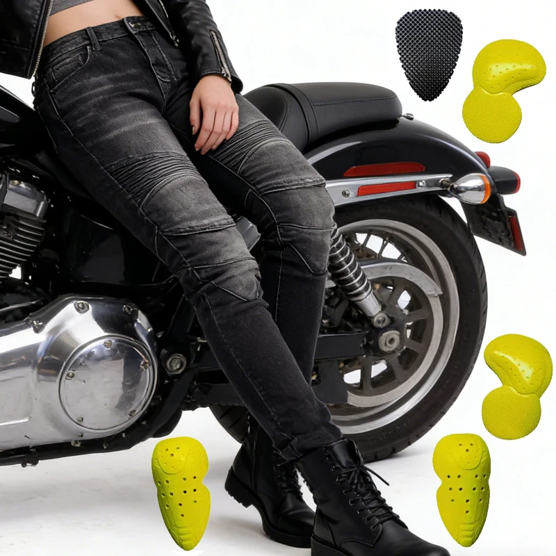 Pantaloni da moto da donna in jeans blu, pantaloni da fuoristrada, pantaloni da motociclista, equipaggiamento protettivo per donna 02
