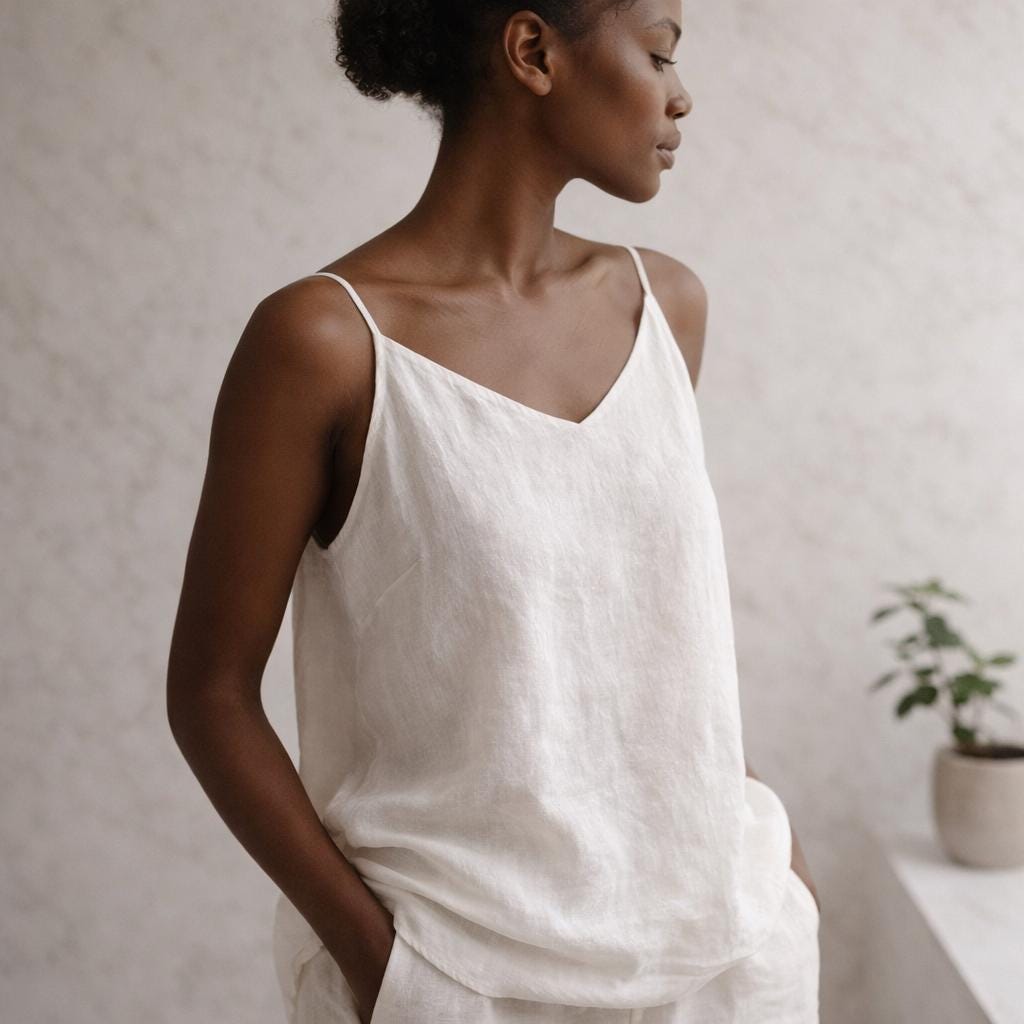 Top da donna in lino, camicetta estiva in lino, camicia senza maniche in lino, top leggero in lino, abbigliamento minimalista in lino, taglie forti