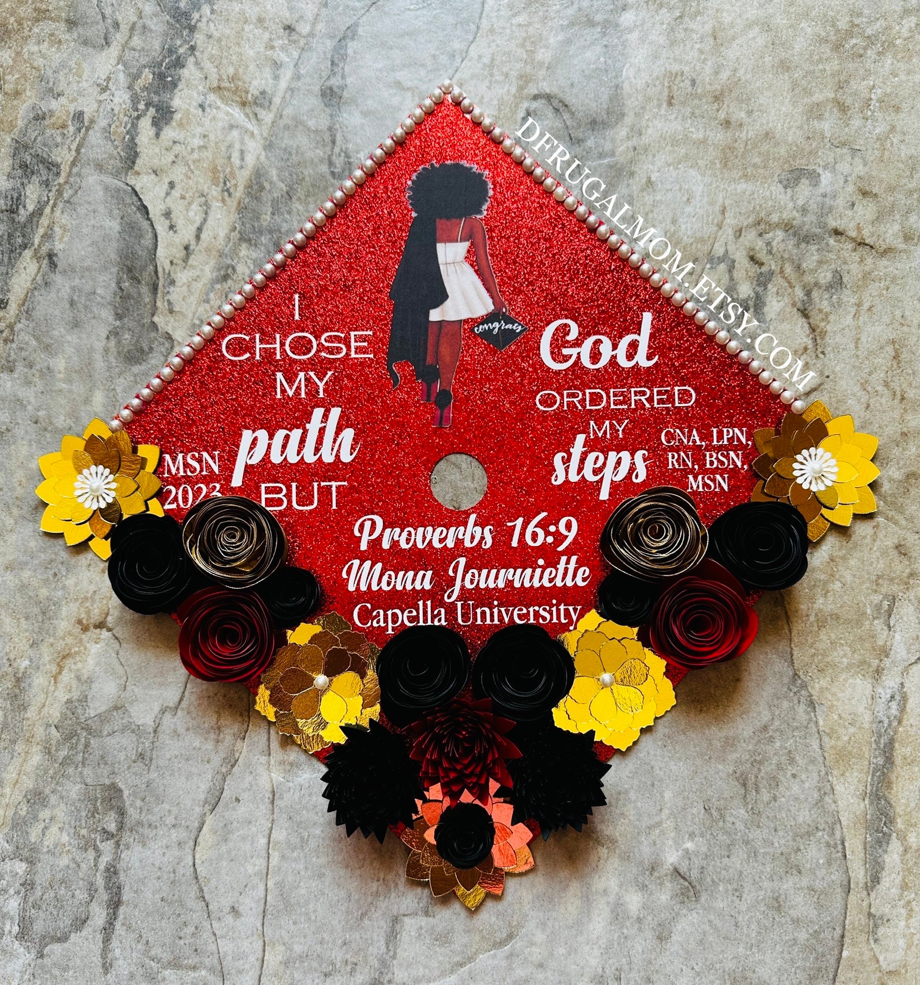 Decorazione per cappello di laurea / Cappello di laurea / Cappello / Cappello di laurea per infermieri / Cappello di laurea con fiori / Cappello di la