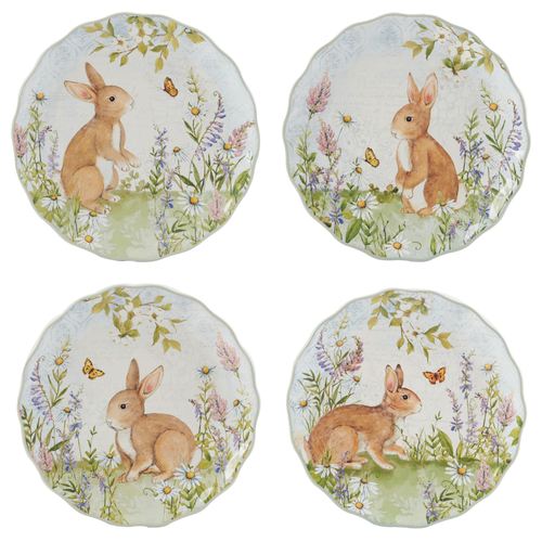 Easter Meadow Dessert Plates Multi Pastel Set of Four, Set of Four, Multi Pastel