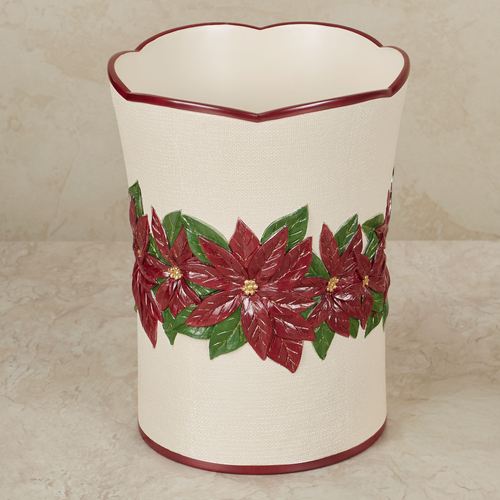 Poinsettia Charm Wastebasket Champagne , Champagne