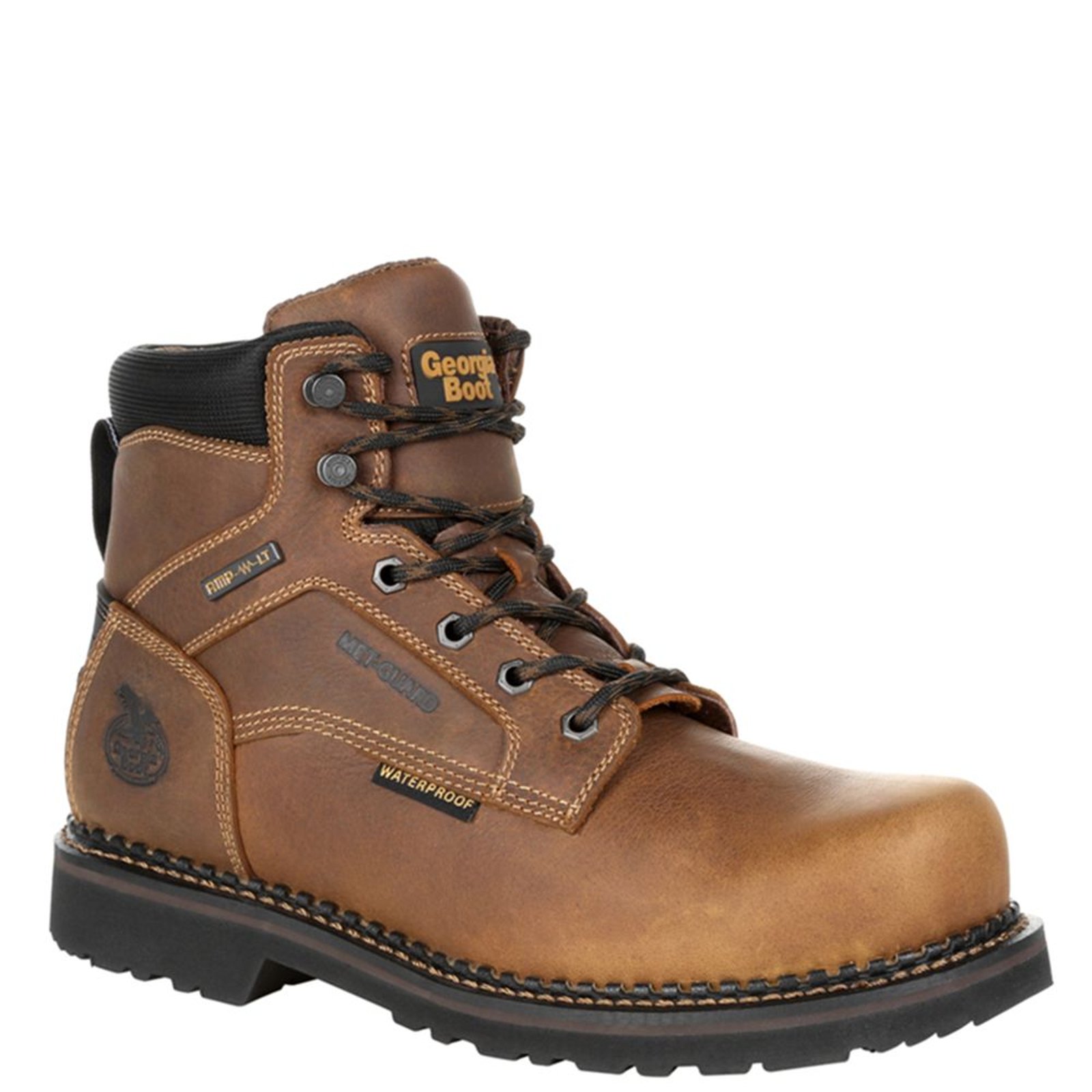 Georgia Boot RevAMP 6" Steel Toe Met Guard WP - Mens 8.5 Brown Boot W