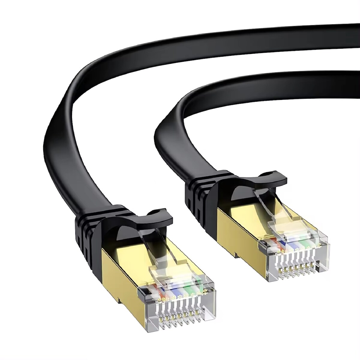 MobileKing CAT 8 Flach-LAN-Kabel 5 m Schwarz – Highspeed Ethernet bis 40 Gbit/s, S/FTP, ultraflach, knickfest, RJ45 Netzwerk-Kabel Image
