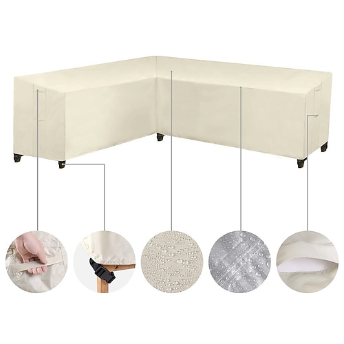 Gartenmöbelabdeckung, L-förmige Lounge-Abdeckung, wasserdichte Rattan-Sofaabdeckung, für Gartenmöbel, Sitzgruppen, Ecksofas, Ecklounge-Sets, Plane (270 x 270 x 90 cm, schwarz)