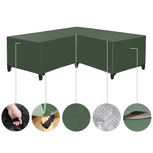 Gartenmöbelabdeckung, L-förmige Lounge-Abdeckung, wasserdichte Rattan-Sofaabdeckung, für Gartenmöbel, Sitzgruppen, Ecksofas, Ecklounge-Sets, Plane (270 x 270 x 90 cm, schwarz)