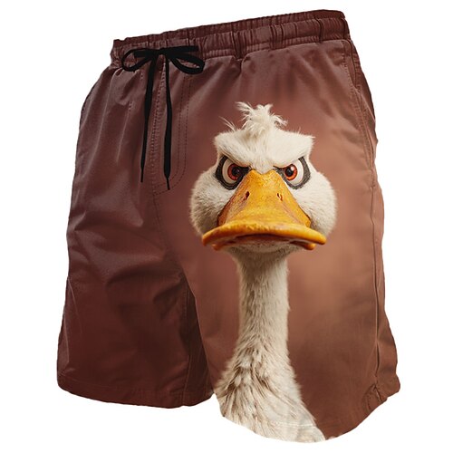 Herren Lustig Ente Comic-Tiere Badehosen Badeanzüge Badeshorts Boardshorts Mittlere Taille Hawaiianisch Strandurlaub Seitentaschen Netzfutter Elastischer Kordelzug in der Taille Designer Bekleidung Image