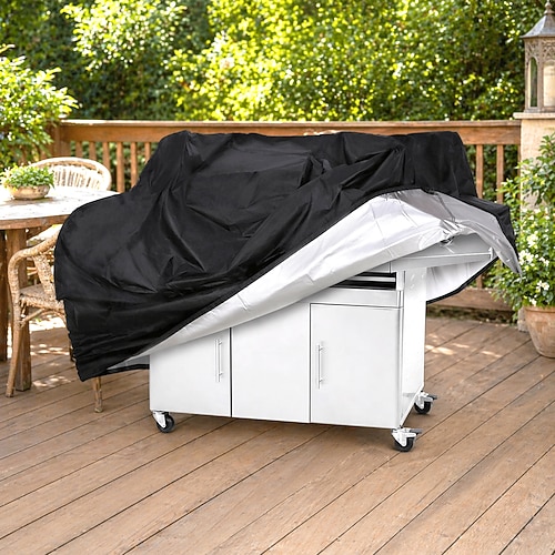 hochbelastbar wasserdicht staubdichte, runde Grillabdeckung aus Oxford-Gewebe mit Griff Klettverschluss, runde Grillabdeckung, Kuppelabdeckung für Gas- und Elektrogrills im Freien (Größe: 82 x 66 x Image