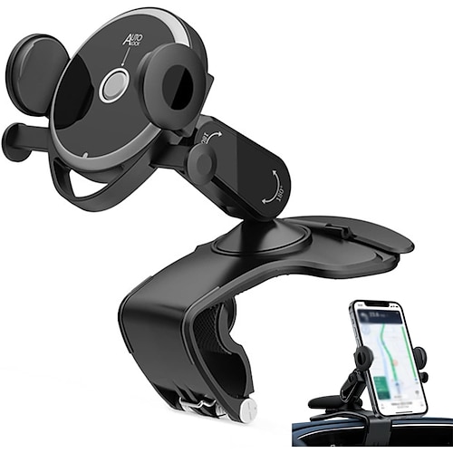 Universelle 360°-Handyhalterung fürs Armaturenbrett Ihres Autos, Federclip-Halterung, einhändig bedienbare, mehrfach verstellbare Armklemme, Handyhalterung für Smartphones von 4 bis 7 Zoll, ohne
