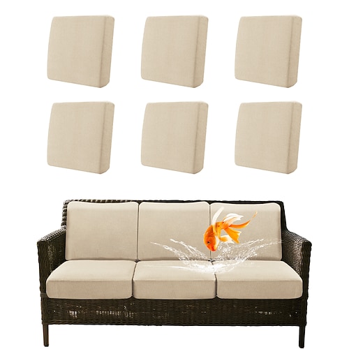 100 % wasserdichte und fleckenabweisende Outdoor-Kissenbezüge für Gartenmöbel, Sofas, Stretch-Sitzkissen, Ersatzbezüge, einfarbig