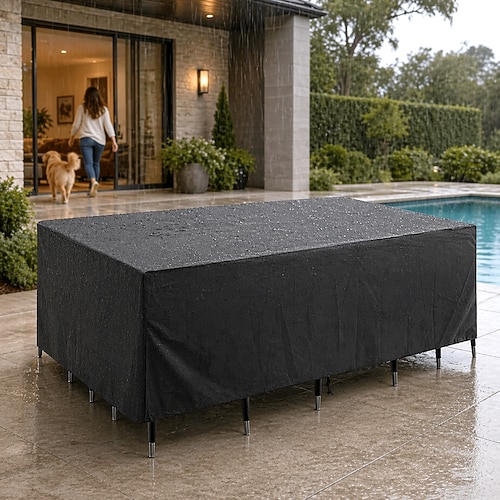 Schutzhülle für Gartenmöbel, 180 x 180 x 100 cm, wasserdicht, reißfest (420D), robust, schwarz