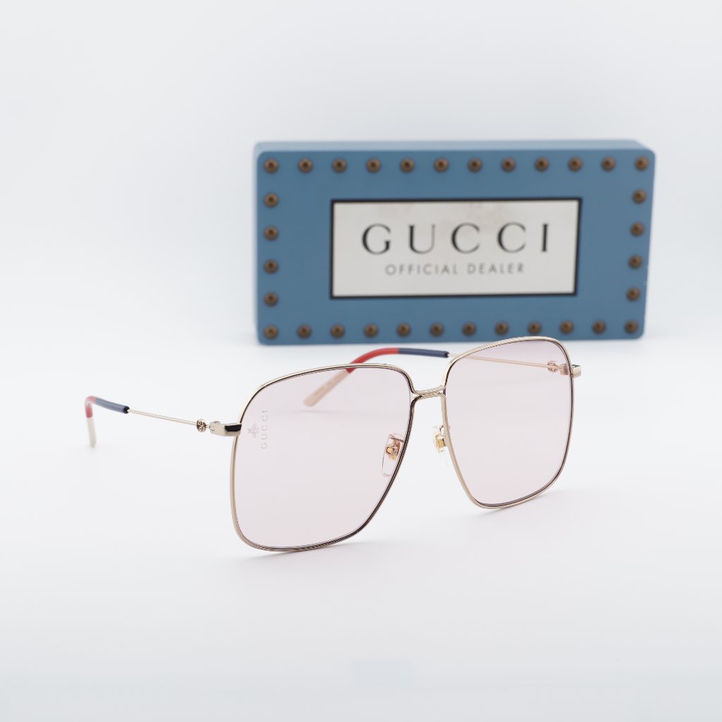 Gucci Accessories | Gucci Gg0394s 004 Women Square Sunglasses - Gold/Pink | Color: Gold/Pink | Size: 61 - 14 - 145