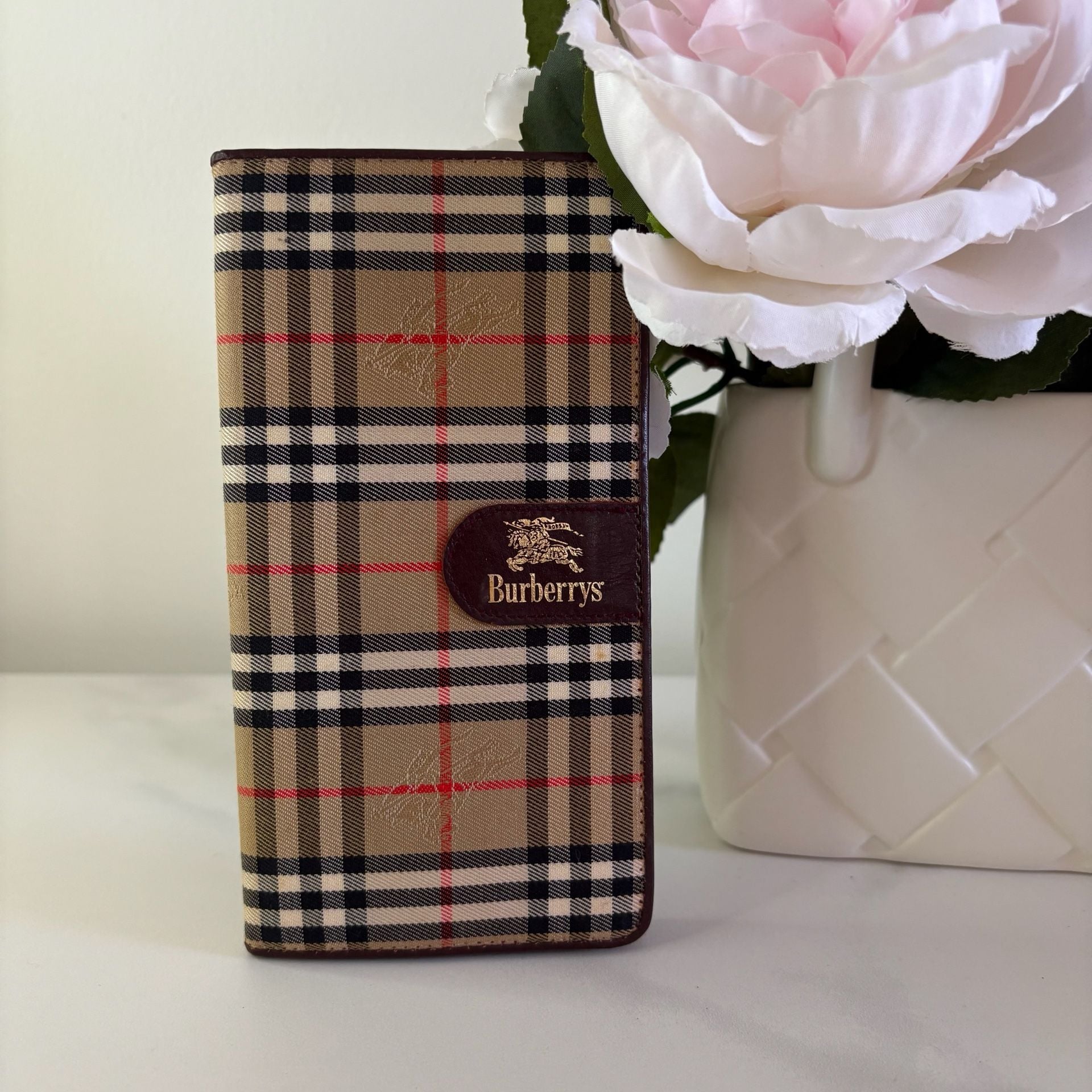 Burberry Office | Vintage Burberrys Nova Check Leather Pocket Agenda Address Book | Color: Tan | Size: Os