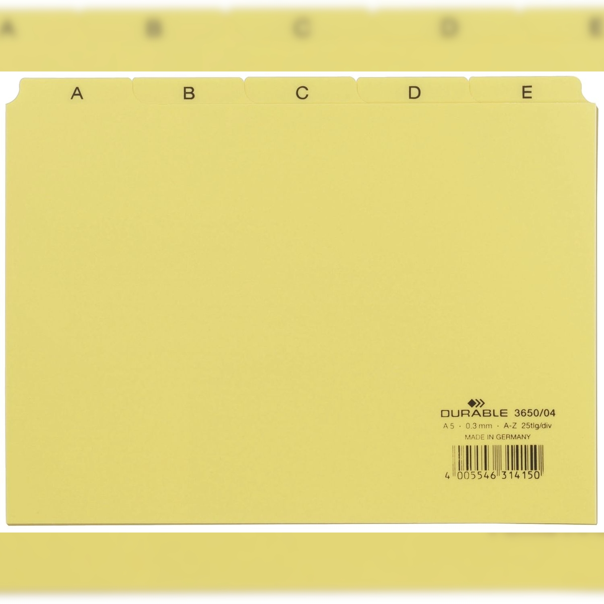 Durable 3650 04 Leitregister A-Z DIN A5 quer gelb Image