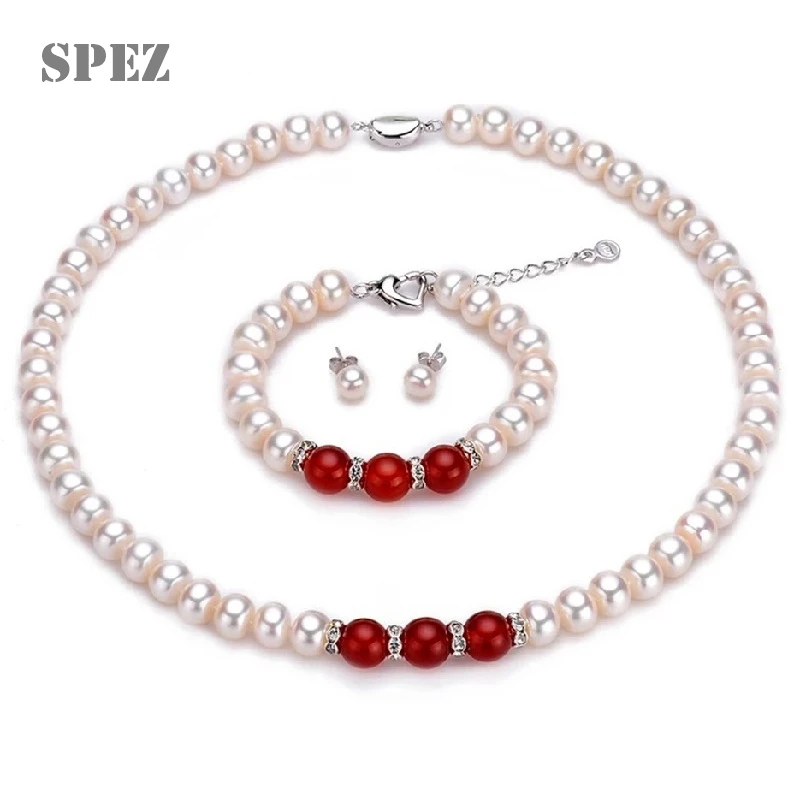 Set di gioielli di perle collana di perle d'acqua dolce naturale collana di orecchini in argento Sterling 925 per regali di moda donna tendenza 2021